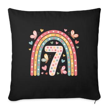Papillon arc-en-ciel 7e anniversaire fille - Housse de coussin décorative 45 x 45 cm - noir - Devant