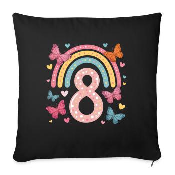 Rainbow Butterfly 8th Birthday Girl - Sofa pillowcase 17,3'' x 17,3'' (45 x 45 cm) - black - Front