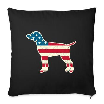 4th of July German Pointer American Flag Dog USA - Sofa pillowcase 17,3'' x 17,3'' (45 x 45 cm) - black - Front