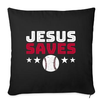 Jesus Baseball Humor Christian - Sofa pillowcase 17,3'' x 17,3'' (45 x 45 cm) - black - Front