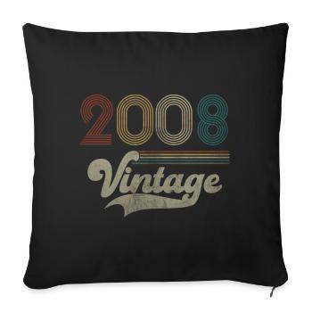 Vintage Birthday 2008 - Sofa pillowcase 17,3'' x 17,3'' (45 x 45 cm) - black - Front