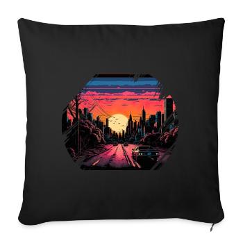 New York City Skyline Sonnenuntergang Hitze - Sofakissenbezug 45 x 45 cm - Schwarz - Vorne