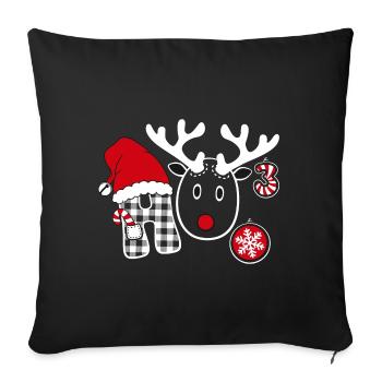 Ho Ho Ho Ugly Christmas Sweater ho hoch drei - Sofakissenbezug 45 x 45 cm - Schwarz - Vorne
