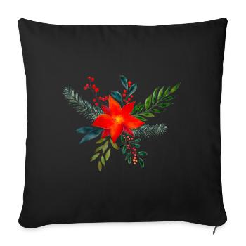 Poinsettia Watercolor Christmas Flower Bouquet - Sofa pillowcase 17,3'' x 17,3'' (45 x 45 cm) - black - Front