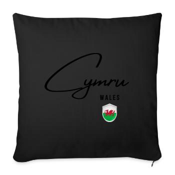 Drapeau du Pays de Galles, fierté galloise - Housse de coussin décorative 45 x 45 cm - noir - Devant