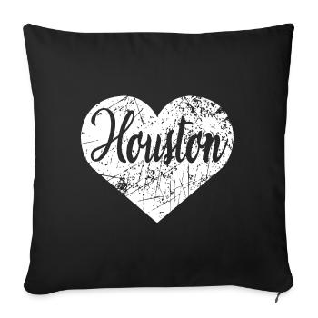 Houston Herz - Sofakissenbezug 45 x 45 cm - Schwarz - Vorne