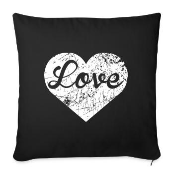 Cœur d’amour - Housse de coussin décorative 45 x 45 cm - noir - Devant