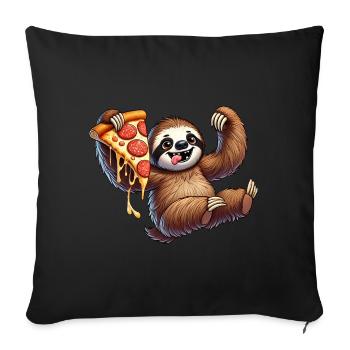 Happy Sloth Pizza Lover Fast Food Ital - Sofa pillowcase 17,3'' x 17,3'' (45 x 45 cm) - black - Front