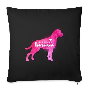Liebende Boxermama - Sofakissenbezug 45 x 45 cm - Schwarz - Vorne