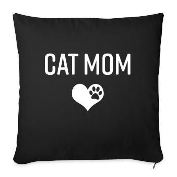 Chat maman chat mère chat amour cadeau - Housse de coussin décorative 45 x 45 cm - noir - Devant