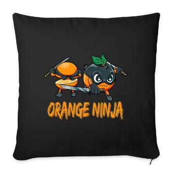 Orange Ninja Frucht Früchte Orangensaft - Sofakissenbezug 45 x 45 cm - Schwarz - Vorne