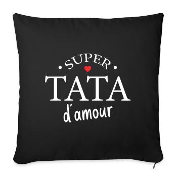 Super Tata D'amour - Housse de coussin décorative 45 x 45 cm - noir - Devant