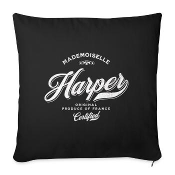 Mademoiselle Harper - Housse de coussin décorative 45 x 45 cm - noir - Devant