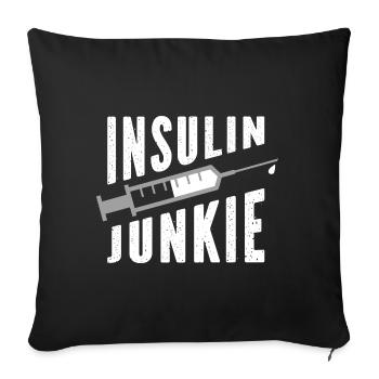 Diabète Insuline Sucre dans le sang Cadeau diabétique - Housse de coussin décorative 45 x 45 cm - noir - Devant