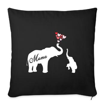 Mama Elephant Mama - Sofa pillowcase 17,3'' x 17,3'' (45 x 45 cm) - black - Front