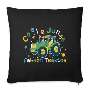 Coole Jungs Fahren Traktor Kinder Geschenkidee - Sofakissenbezug 45 x 45 cm - Schwarz - Vorne