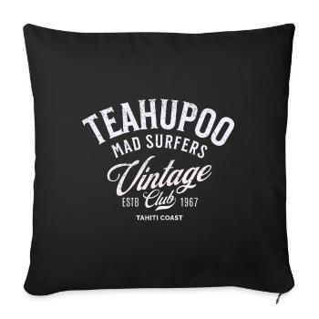 Teahupoo mad surfers vintage club - Housse de coussin décorative 45 x 45 cm - noir - Devant