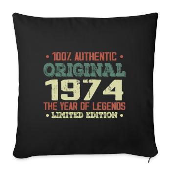 Legend since 1974 Born in 1974 - 50th Anniversary - Sofa pillowcase 17,3'' x 17,3'' (45 x 45 cm) - black - Front