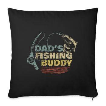 Pêcheur à la ligne Papa Fils Papa Compagnon De Pêche Papa - Housse de coussin décorative 45 x 45 cm - noir - Devant