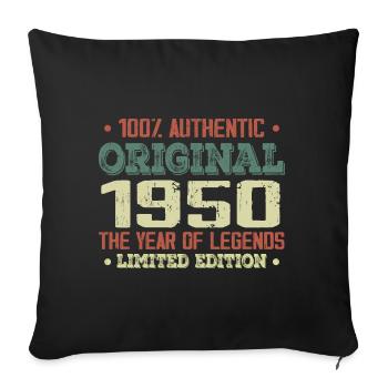 Légende Depuis 1950 Né en 1950 - 74e Anniversaire - Housse de coussin décorative 45 x 45 cm - noir - Devant