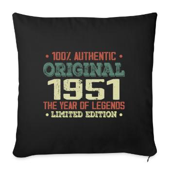 Legend Since 1951 Born in 1951 - 73rd Birthday - Sofa pillowcase 17,3'' x 17,3'' (45 x 45 cm) - black - Front