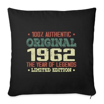 Légende Depuis 1962 Né en 1962 - 62e Anniversaire - Housse de coussin décorative 45 x 45 cm - noir - Devant