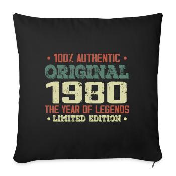 Légende Depuis 1980 Né en 1980 - 44e Anniversaire - Housse de coussin décorative 45 x 45 cm - noir - Devant