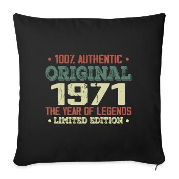 Légende Depuis 1971 Né en 1971 - 53e Anniversaire - Housse de coussin décorative 45 x 45 cm - noir - Devant