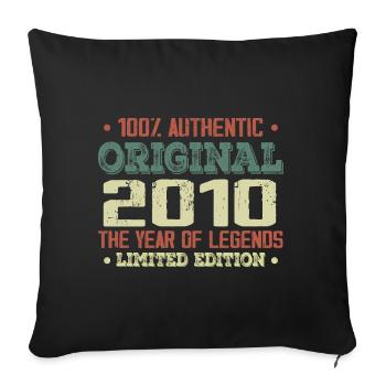 Legend since 2010 Born in 2010 - 14th Birthday - Sofa pillowcase 17,3'' x 17,3'' (45 x 45 cm) - black - Front