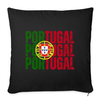 Drapeau du Portugal, fierté portugaise - Housse de coussin décorative 45 x 45 cm - noir - Devant