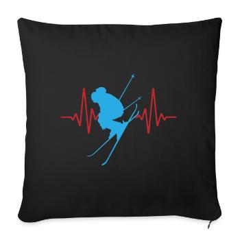 Heartbeat Ski alpin | Les couleurs peuvent être changées - Housse de coussin décorative 45 x 45 cm - noir - Devant