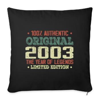 Légende Depuis 2003 Né en 2003 - 21e Anniversaire - Housse de coussin décorative 45 x 45 cm - noir - Devant