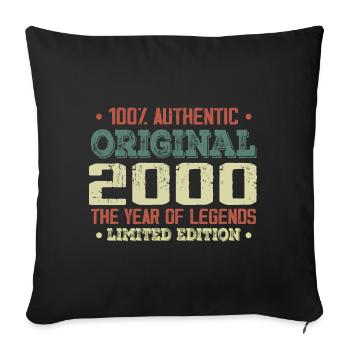 Legend since 2000 Born in 2000 - 24th birthday - Sofa pillowcase 17,3'' x 17,3'' (45 x 45 cm) - black - Front