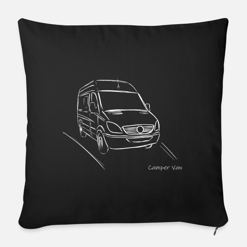 Wohnmobil, Camper Van, Kastenwagen - Sofakissenbezug 45 x 45 cm - Schwarz