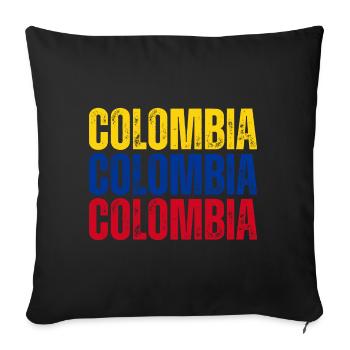 Drapeau de la Colombie, fierté colombienne - Housse de coussin décorative 45 x 45 cm - noir - Devant