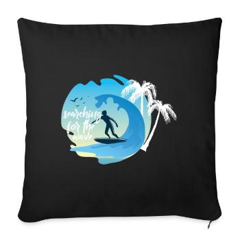 Surfing surfer wave rider wave wave surfboard - Sofa pillowcase 17,3'' x 17,3'' (45 x 45 cm) - black - Front