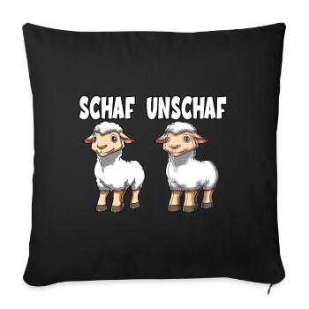 Schaf Unschaf Wortspiel Wortwitz - Sofakissenbezug 45 x 45 cm - Schwarz - Vorne
