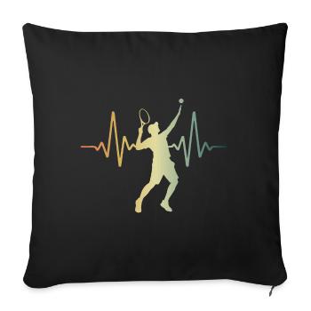 Heartbeat Joueur de tennis Tennis ECG Pulse - Housse de coussin décorative 45 x 45 cm - noir - Devant
