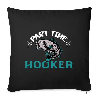 Pêcheur pêcheur pêche pêche idée cadeau humour - Housse de coussin décorative 45 x 45 cm - noir - Devant