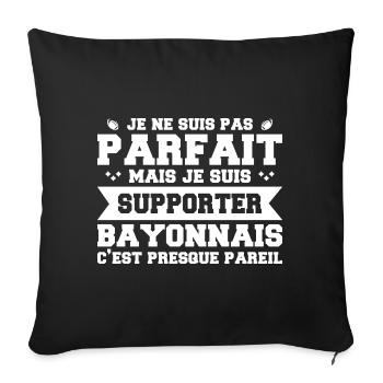 Homme Bayonnais Bayonne Rugbyman Rugby Humour - Housse de coussin décorative 45 x 45 cm - noir - Devant