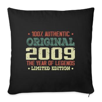 Legend since 2009 Born in 2009 - 15th Anniversary - Sofa pillowcase 17,3'' x 17,3'' (45 x 45 cm) - black - Front