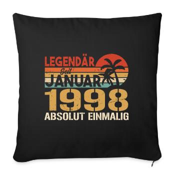 Cadeau d'anniversaire né en janvier 1998 - Housse de coussin décorative 45 x 45 cm - noir - Devant