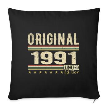 Original 1991 - Retro 1991 Birthday Gift - Sofa pillowcase 17,3'' x 17,3'' (45 x 45 cm) - black - Front