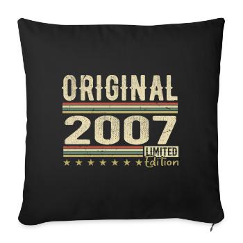 Original 2007 - Cadeau D’anniversaire Rétro 2007 - Housse de coussin décorative 45 x 45 cm - noir - Devant