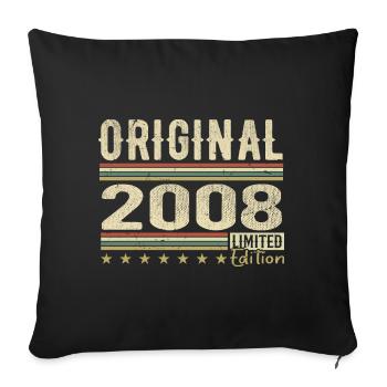 Original 2008 – Retro-Geburtstagsgeschenk 2008 - Sofakissenbezug 45 x 45 cm - Schwarz - Vorne