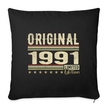 Original 1991 - Cadeau D’anniversaire Rétro 1991 - Housse de coussin décorative 45 x 45 cm - noir - Devant