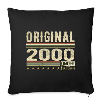 Original 2000 - Cadeau D’anniversaire Rétro 2000 - Housse de coussin décorative 45 x 45 cm - noir - Devant