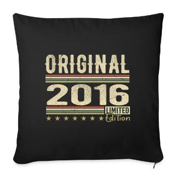 Original 2016 - Retro Geburtstagsgeschenk 2016 - Sofakissenbezug 45 x 45 cm - Schwarz - Vorne
