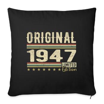 Original 1947 - Retro 1947 Birthday Gift - Sofa pillowcase 17,3'' x 17,3'' (45 x 45 cm) - black - Front