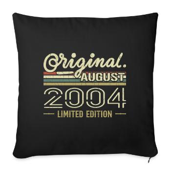Août 2004 Anniversaire Août 2004 August 2004 Rétro - Housse de coussin décorative 45 x 45 cm - noir - Devant